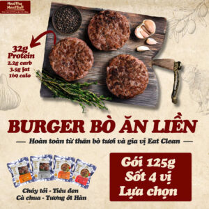 Burger Bò Eat Clean 4 loại sốt – Gói 125g ăn liền