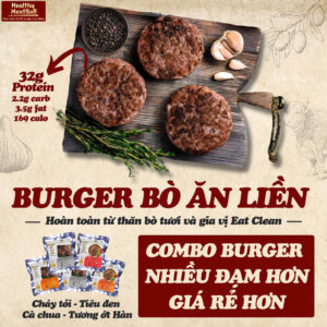 COMBO 5 GÓI MIX VỊ - Burger Bò Eat Clean 4 loại sốt 125g