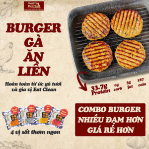 Combo 10 gói Burger Gà 4 vị sốt ăn liền Healthy MeatBall 125g