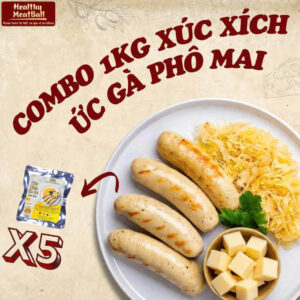 COMBO 1KG 5 GÓI - Xúc xích ức gà phô mai Eat Clean
