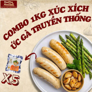 COMBO 1KG 5 GÓI - Xúc xích ức gà truyền thống Eat Clean